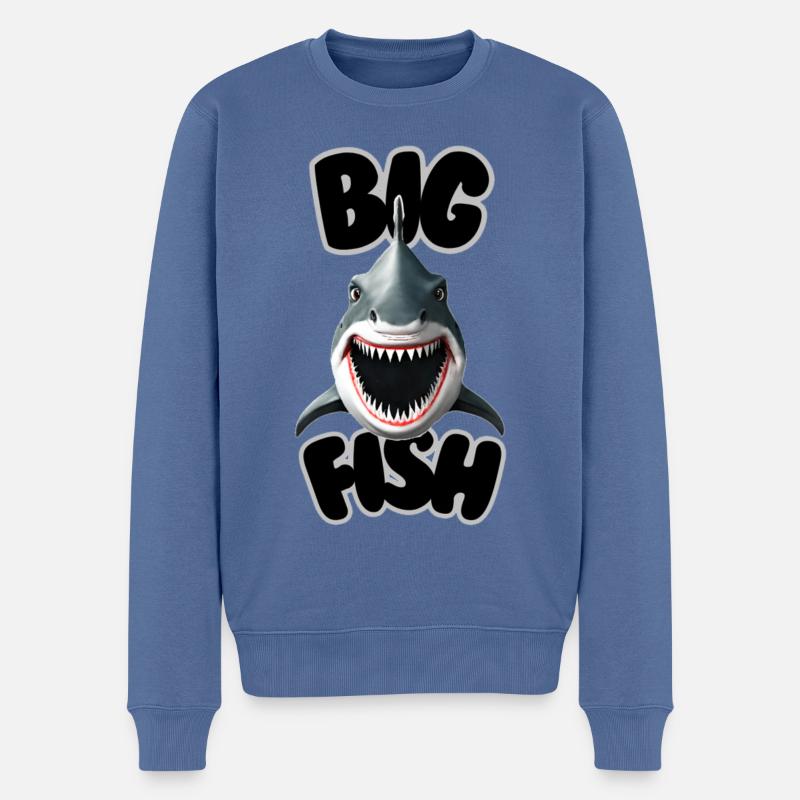 Big Fish - Männer Premium Bio Pullover - Taubenblau