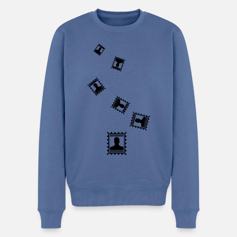 Briefmarke icon - Männer Premium Bio Pullover - Taubenblau