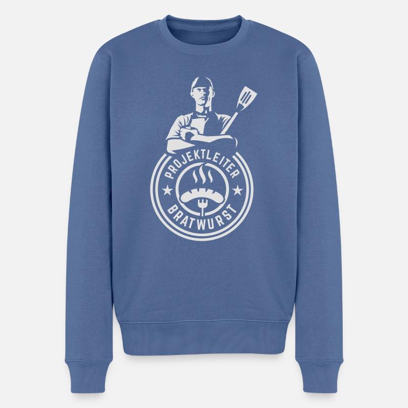 Projektleiter Bratwurst Grill Design - Männer Premium Bio Pullover - Taubenblau
