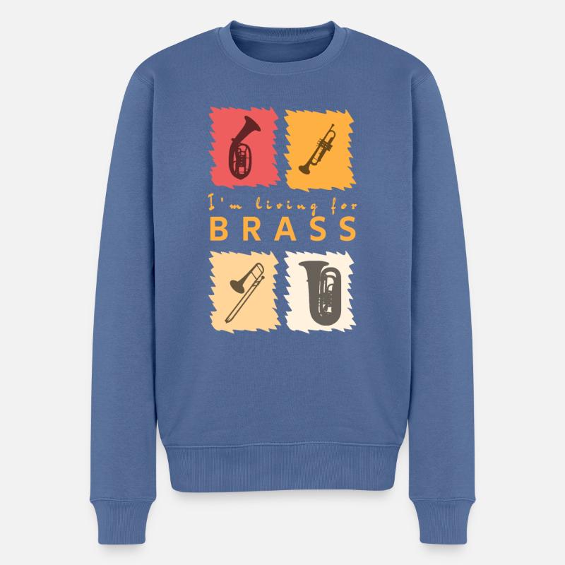 Living for Brass - Männer Premium Bio Pullover - Taubenblau