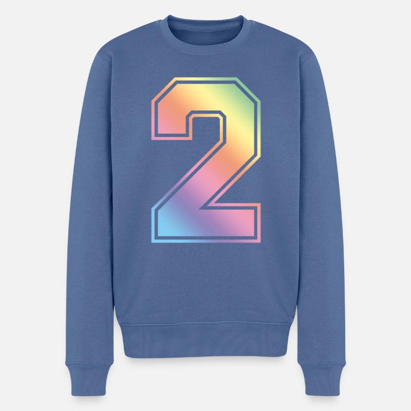 2 Zahl Bunt - Männer Premium Bio Pullover - Taubenblau
