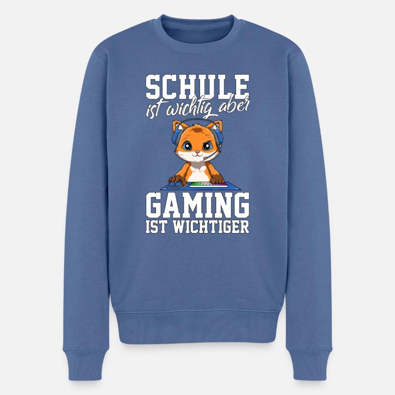 Gaming Fuchs - Computerspiele Videospiele Schule - Männer Premium Bio Pullover - Taubenblau