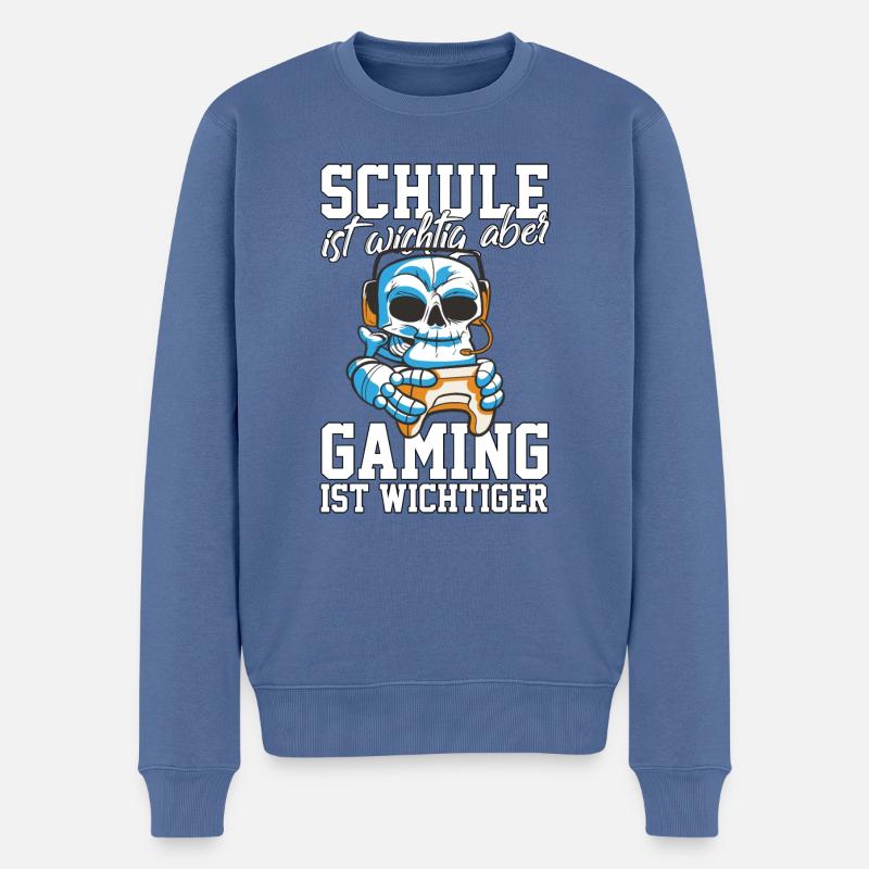 Gaming Skelett - Computerspiele Videospiele Schule - Männer Premium Bio Pullover - Taubenblau