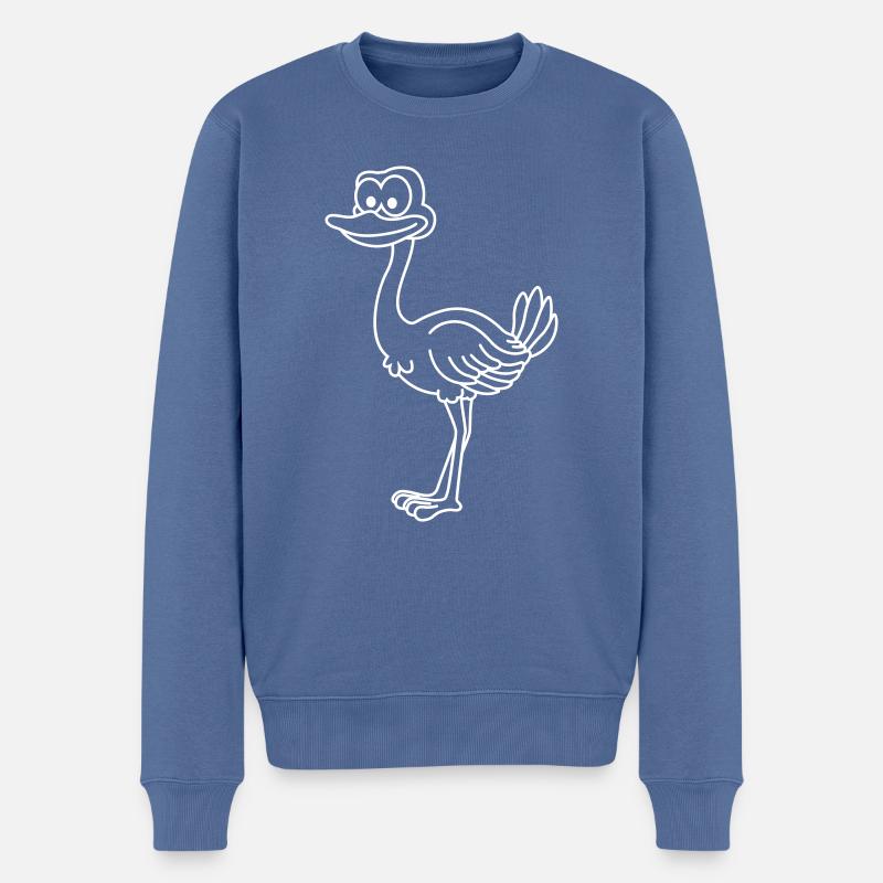 Strauss Comic Animal - Pull Premium bio Homme - bleu pigeon
