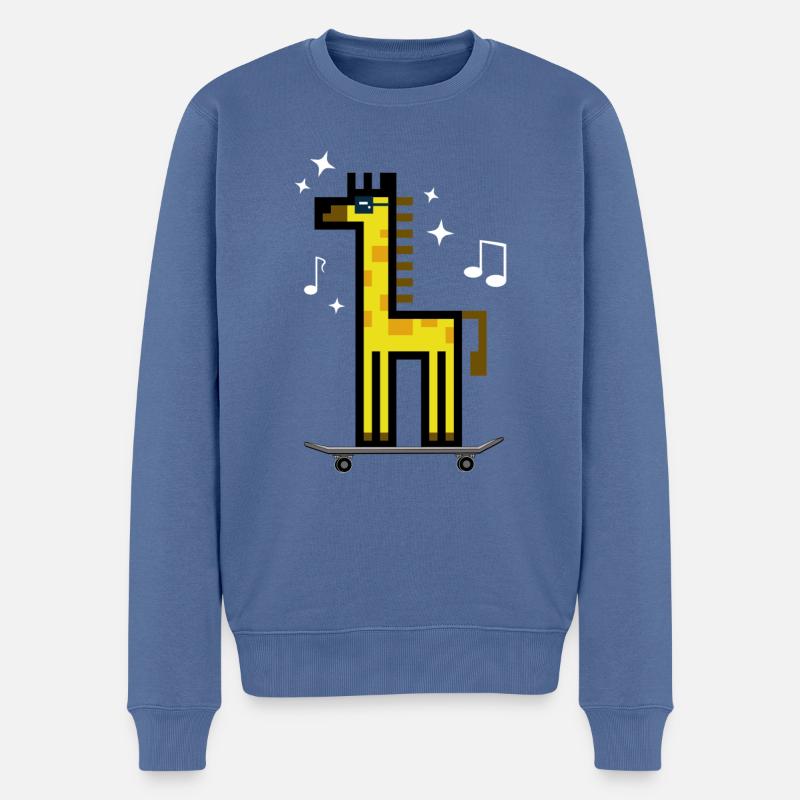 GiraffeSkateboard - Männer Premium Bio Pullover - Taubenblau