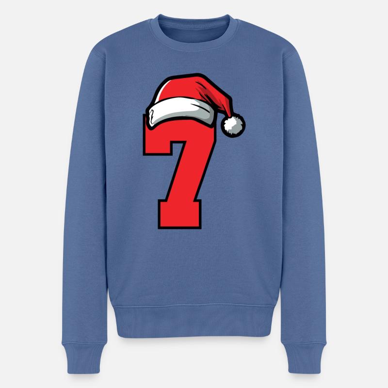 7 Numéro de Noël - Pull Premium bio Homme - bleu pigeon