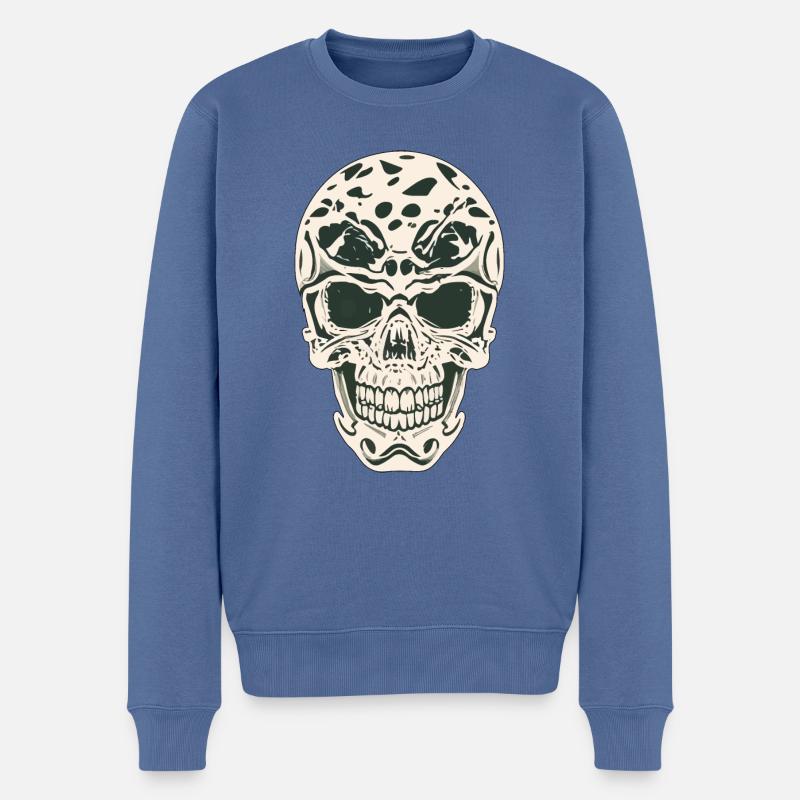 SCHÄDEL - Männer Premium Bio Pullover - Taubenblau