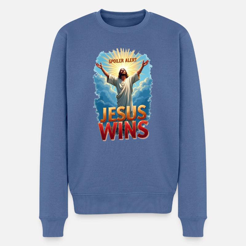 Spoiler Alert: Jesus gewinnt - Männer Premium Bio Pullover - Taubenblau