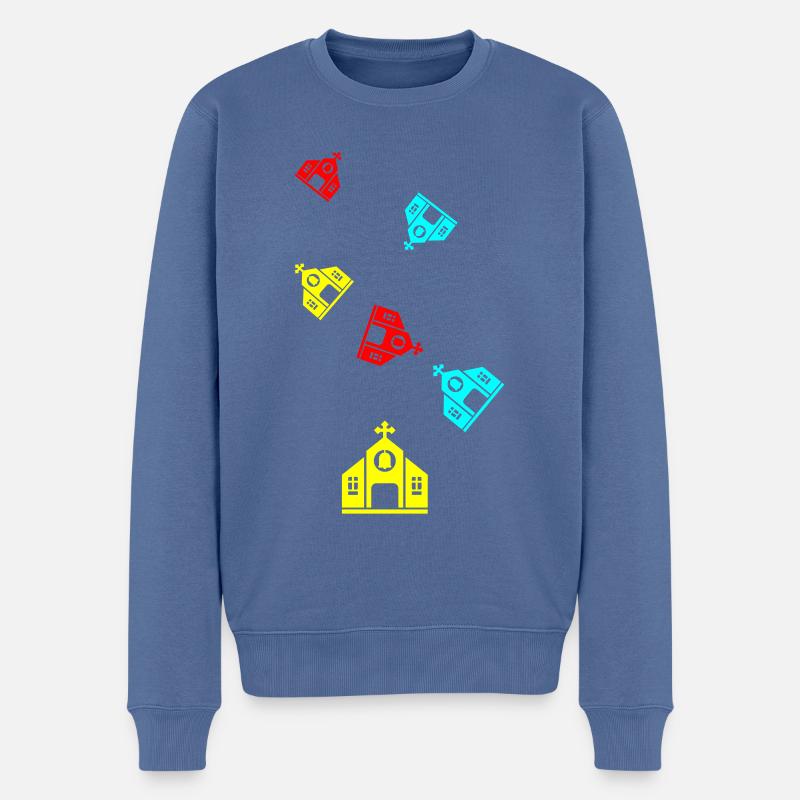 Kirche - Männer Premium Bio Pullover - Taubenblau