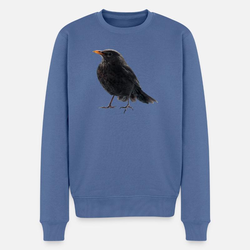 Amsel Drossel - Männer Premium Bio Pullover - Taubenblau