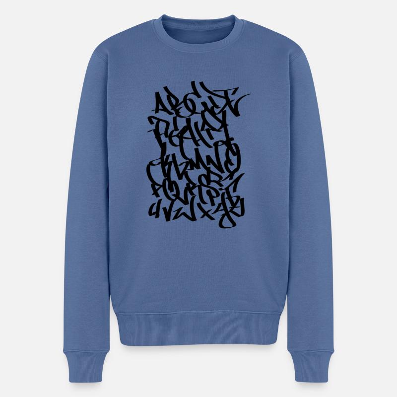 Alphabet Graffiti Tag Handstyle black - Männer Premium Bio Pullover - Taubenblau