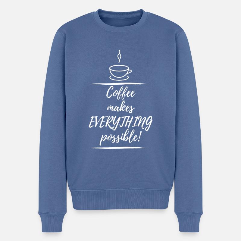 Kaffee macht alles möglich - Männer Premium Bio Pullover - Taubenblau
