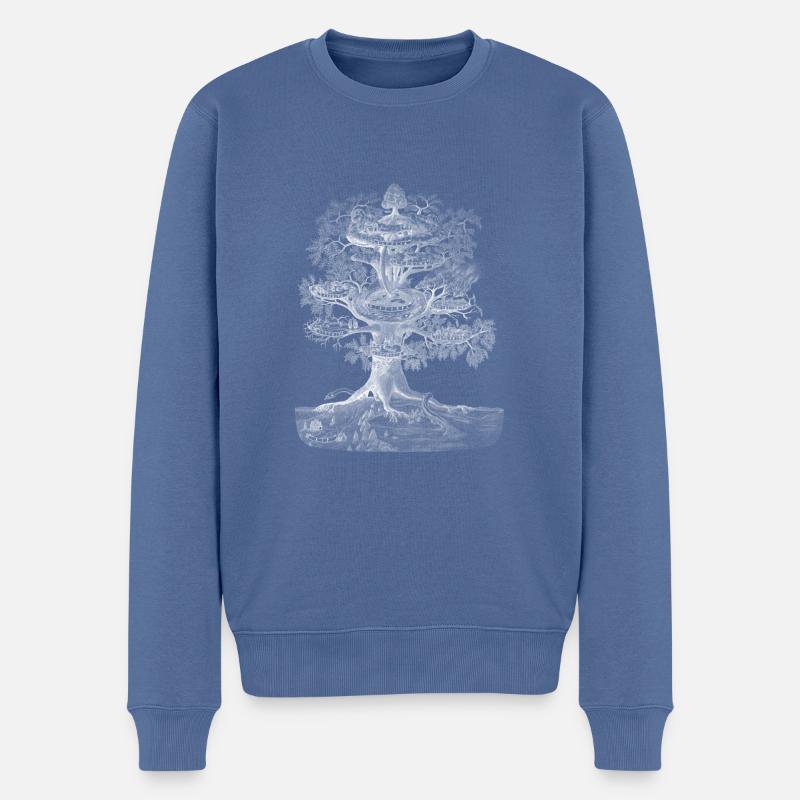 Yggdrasil der Weltenbaum (für dunkle Hintergründe) - Männer Premium Bio Pullover - Taubenblau