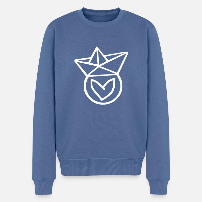 fancyneedle Logo - Männer Premium Bio Pullover - Taubenblau
