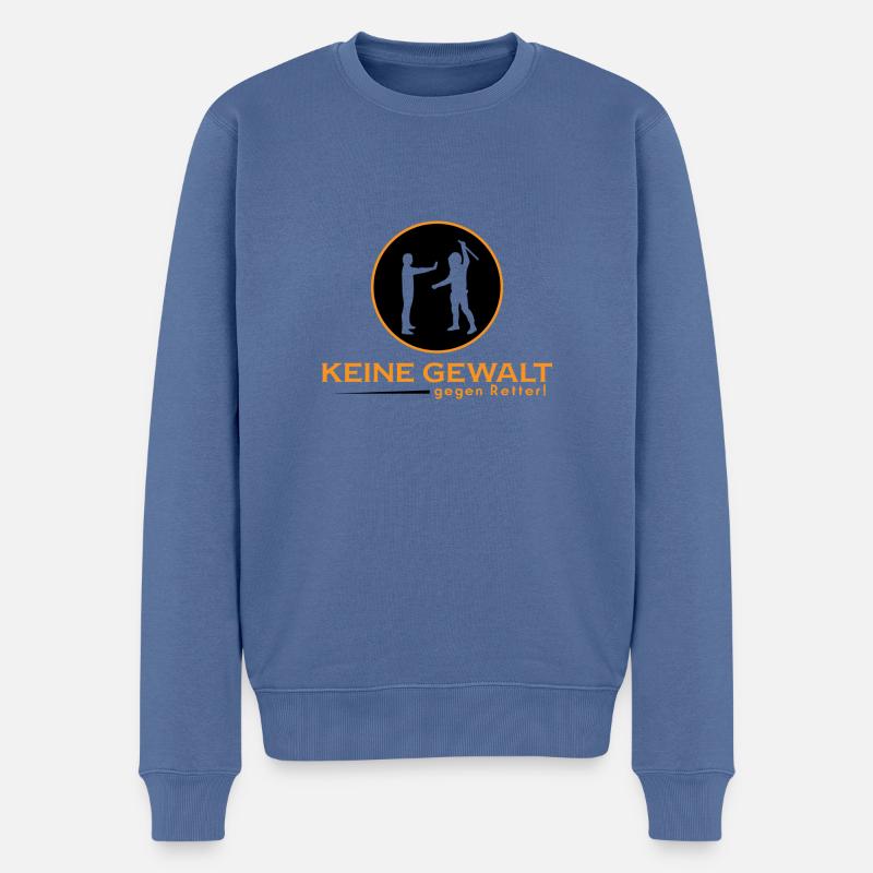 Respekt - Keine Gewalt gegen Retter - Männer Premium Bio Pullover - Taubenblau