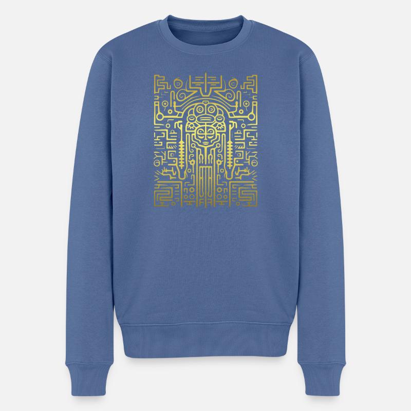 Aztekisches Gold - Männer Premium Bio Pullover - Taubenblau
