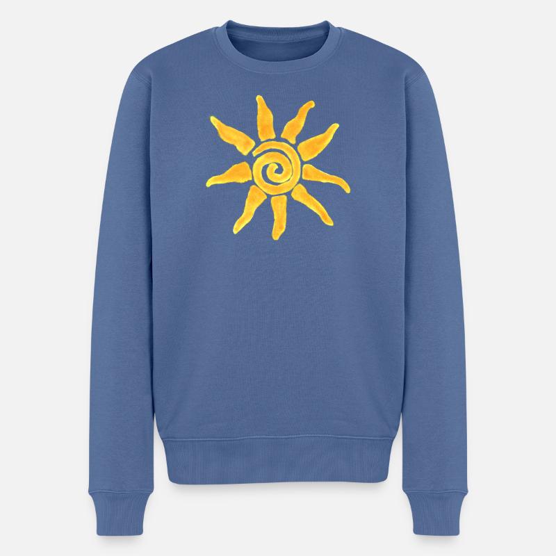 Illustration d’icône de soleil à l’aquarelle - Pull Premium bio Homme - bleu pigeon