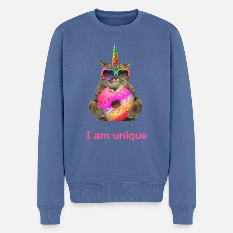 I am unique - Männer Premium Bio Pullover - Taubenblau