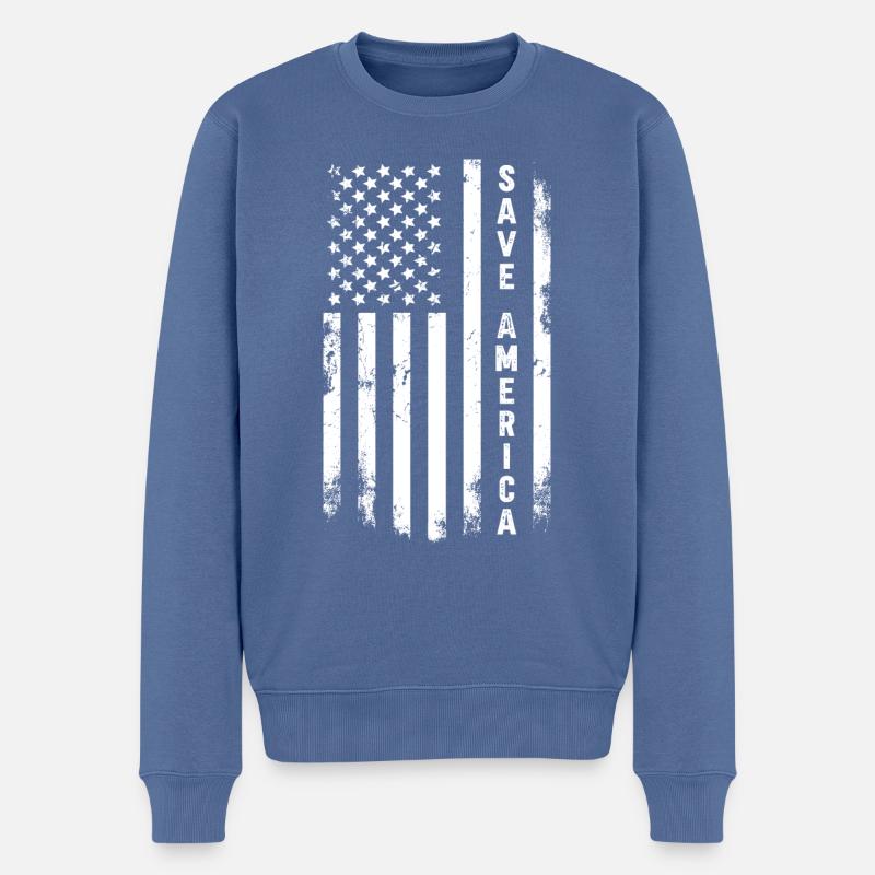 Save America - Männer Premium Bio Pullover - Taubenblau