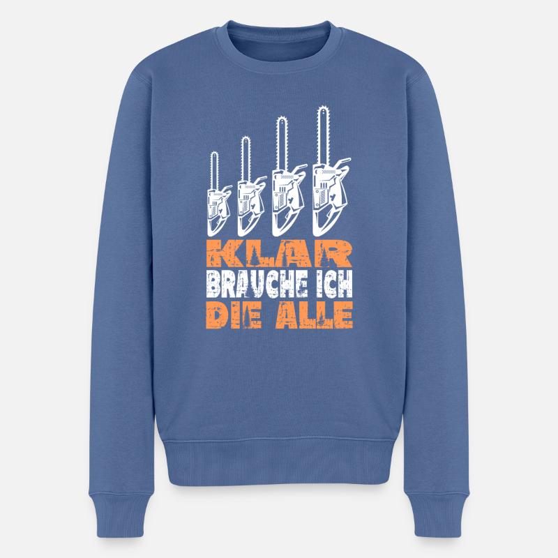 Kettensäge Holzfäller Förster Waldarbeit - Männer Premium Bio Pullover - Taubenblau