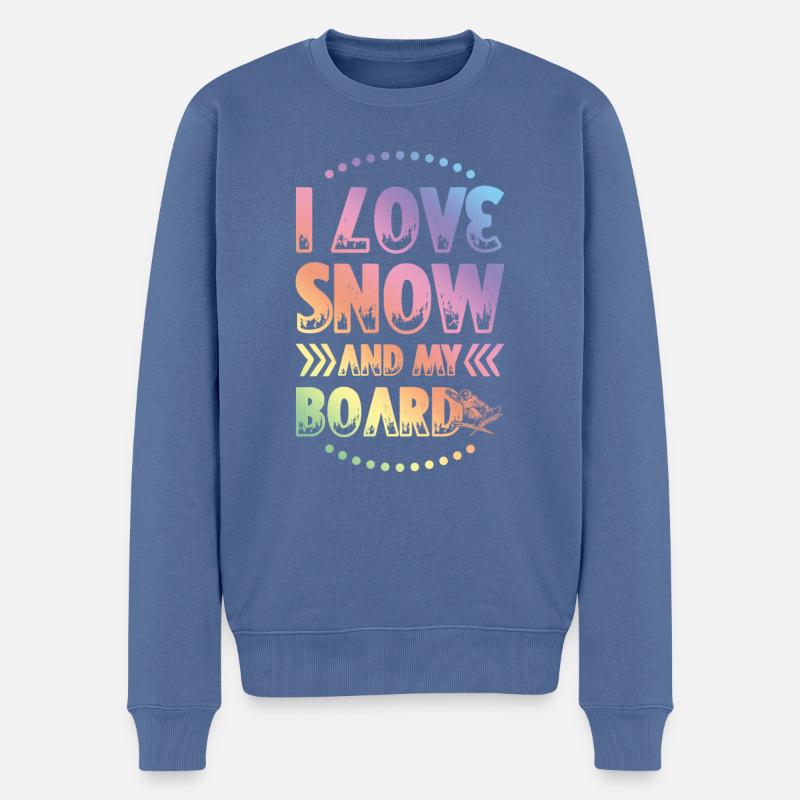 I love Snowboarding - Männer Premium Bio Pullover - Taubenblau