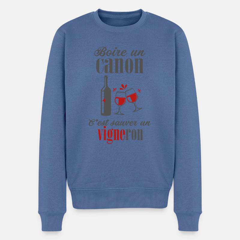 Vigneron vins raisins cave - Pull Premium bio Homme - bleu pigeon