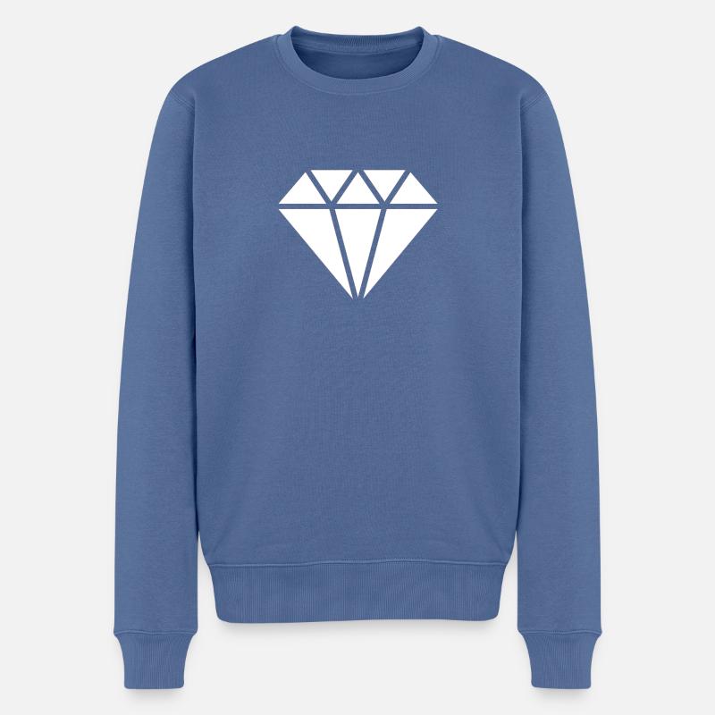 White diamond patterned design - Men's Premium Organic Jumper - stone blue