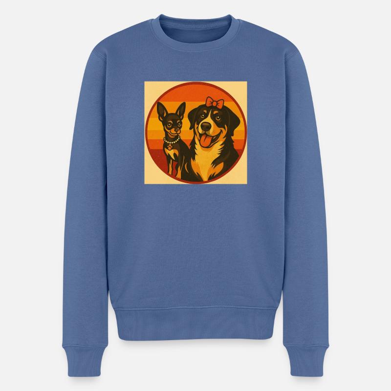Retro Paw Power - Männer Premium Bio Pullover - Taubenblau