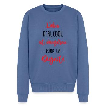 l'abus d'alcool est dangereux pour la dignité - Pull Premium bio Homme - bleu pigeon - Devant - Nico (187cm)