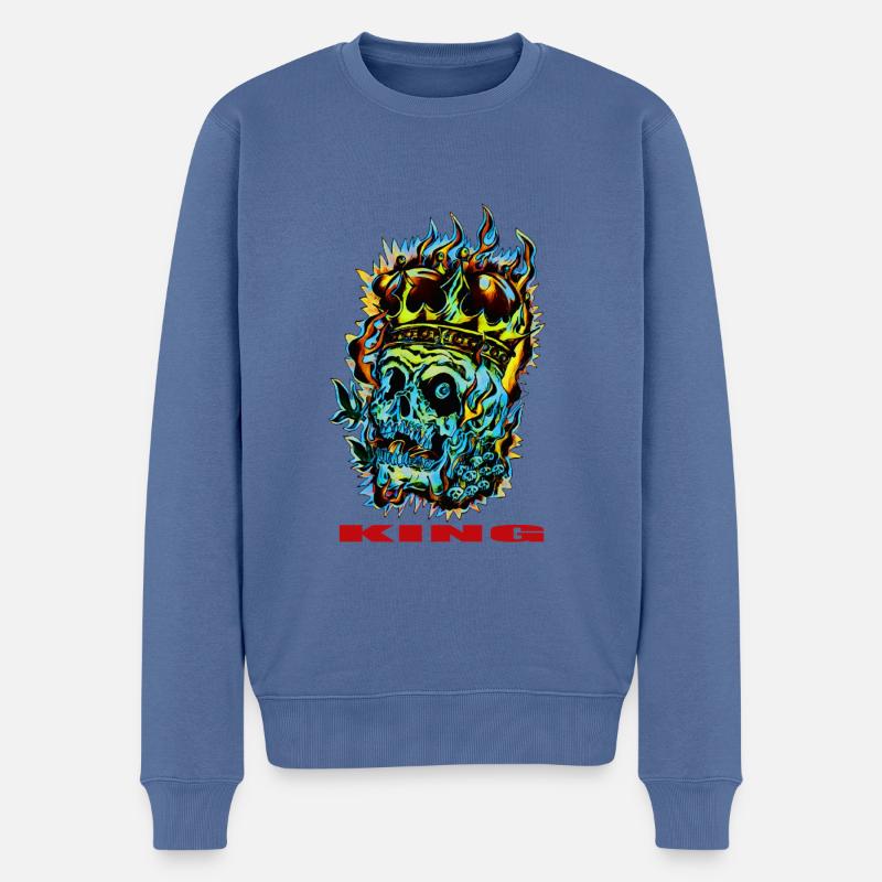 KING - Männer Premium Bio Pullover - Taubenblau