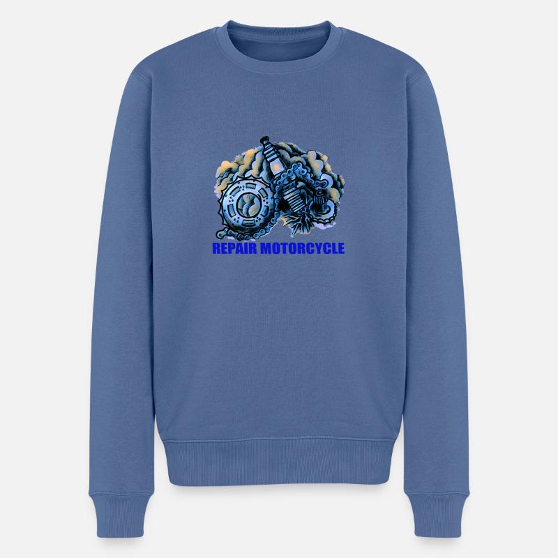 BIKER - Männer Premium Bio Pullover - Taubenblau