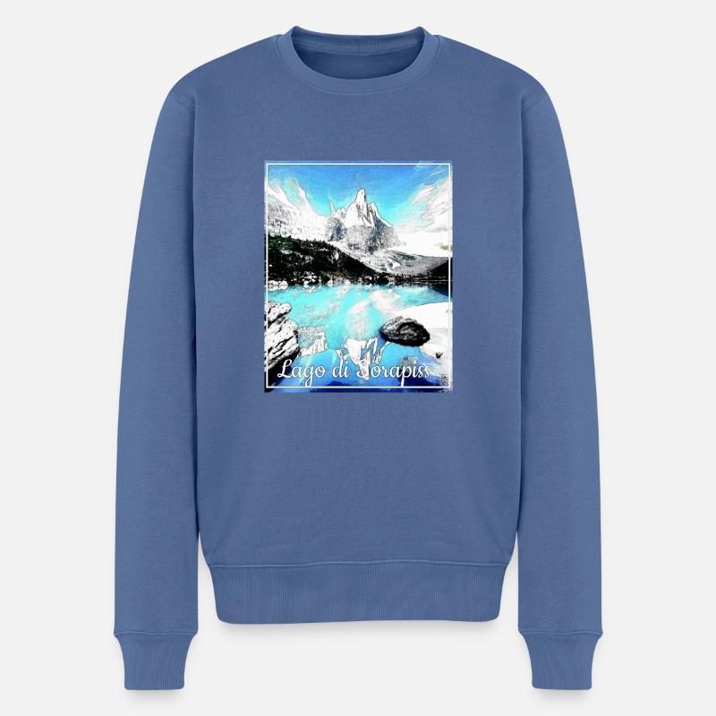 Lago di Sorapiss,Dolomiten,see,landschaft, - Männer Premium Bio Pullover - Taubenblau