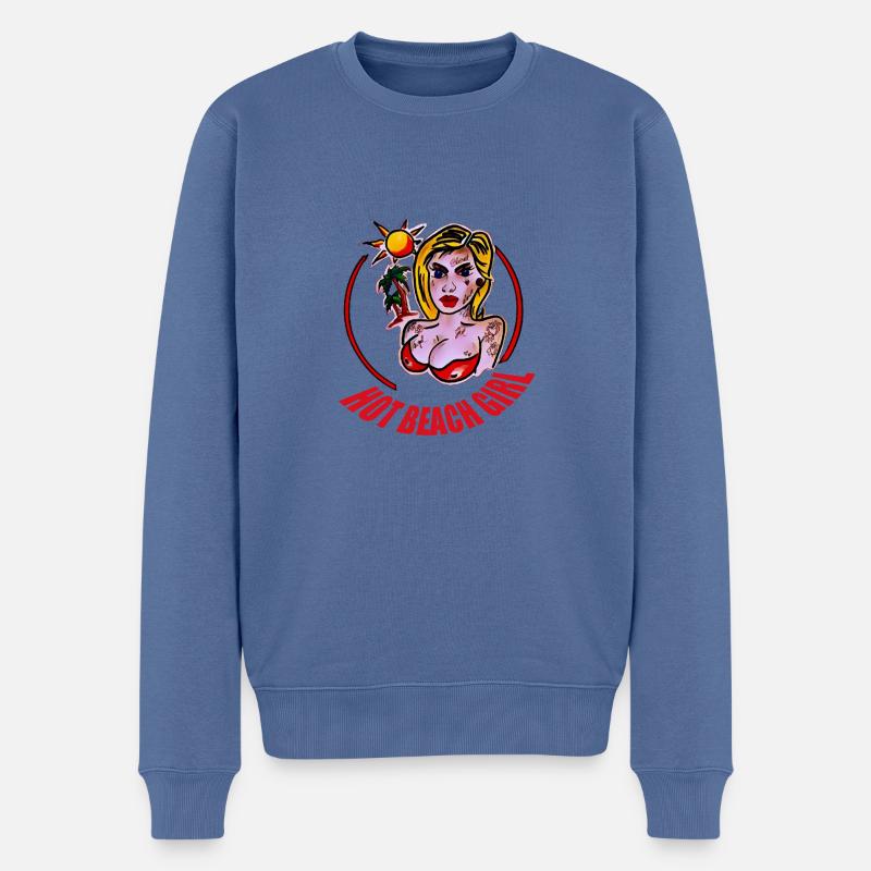 FILLE DE PLAGE CHAUDE - Pull Premium bio Homme - bleu pigeon