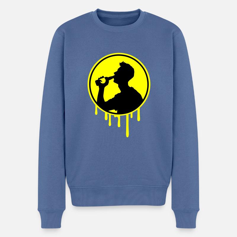 Flasche Bier Trinken - Männer Premium Bio Pullover - Taubenblau