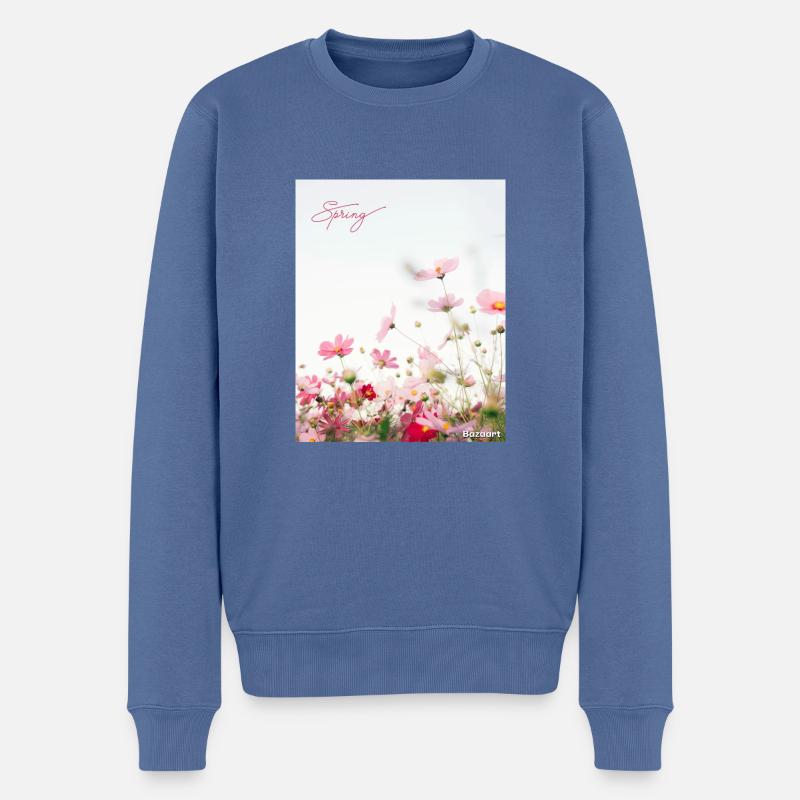 Fleurs printanières - Pull Premium bio Homme - bleu pigeon
