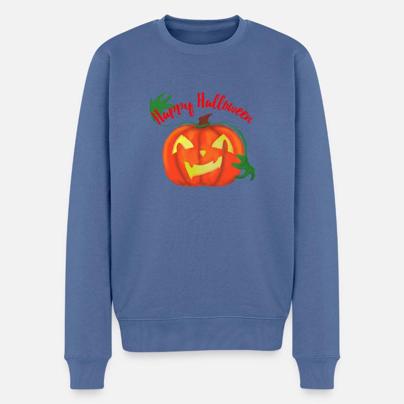 Happy Halloween Kürbis - Männer Premium Bio Pullover - Taubenblau