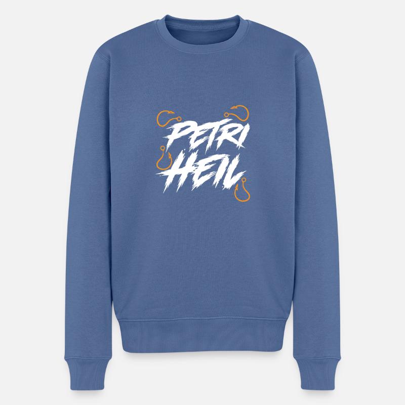 Petri Heil Fischen - Männer Premium Bio Pullover - Taubenblau