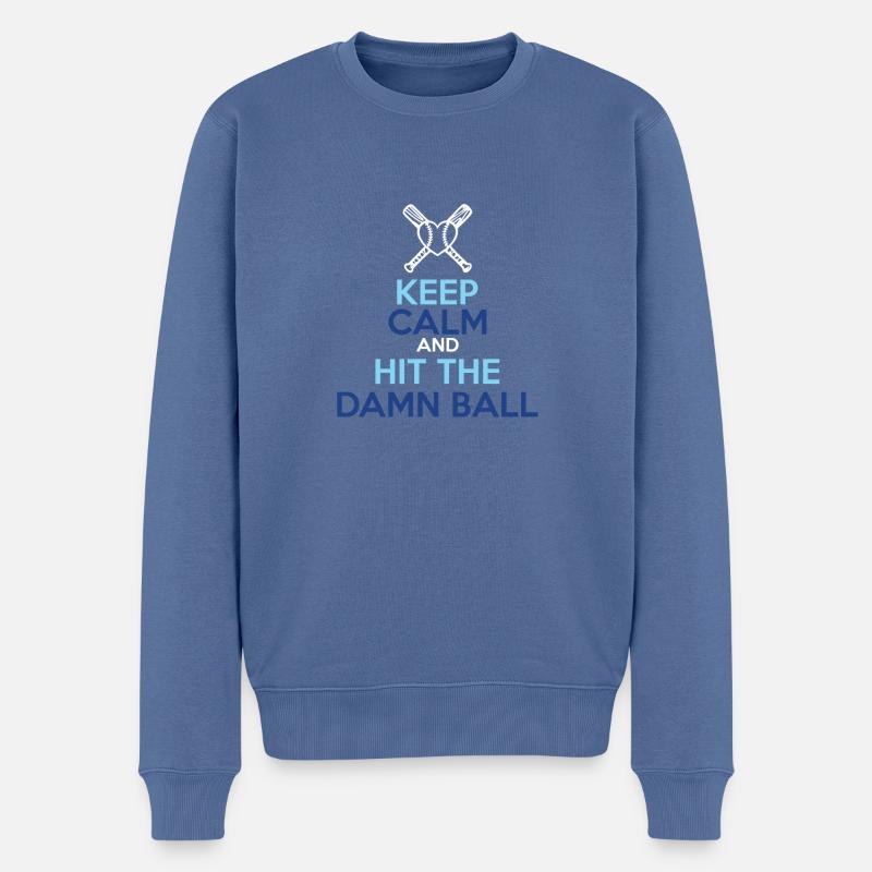 keep calm baseball - Männer Premium Bio Pullover - Taubenblau