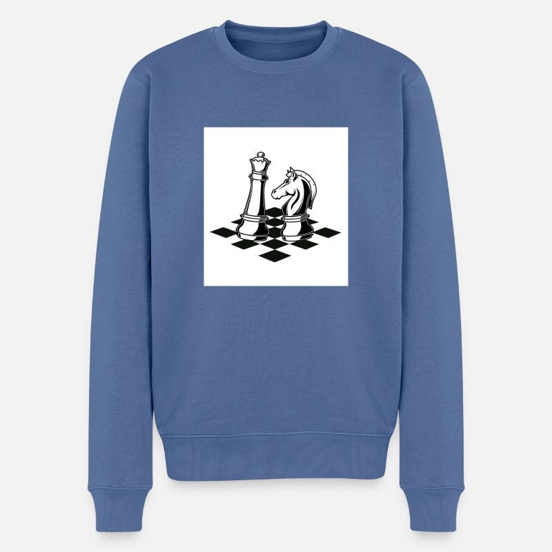 échecs échecs gros - Pull Premium bio Homme - bleu pigeon