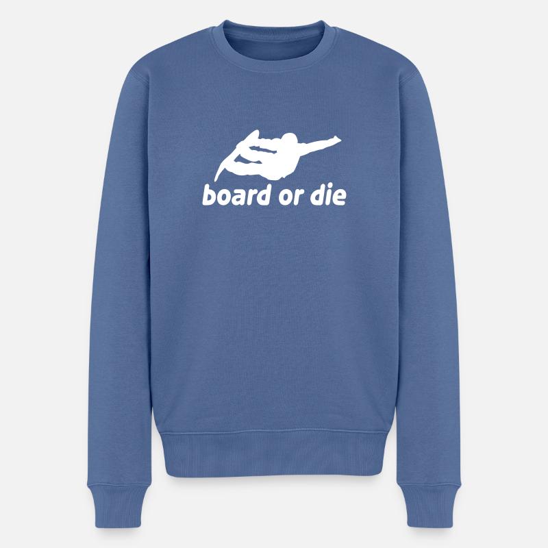 board or die - Männer Premium Bio Pullover - Taubenblau
