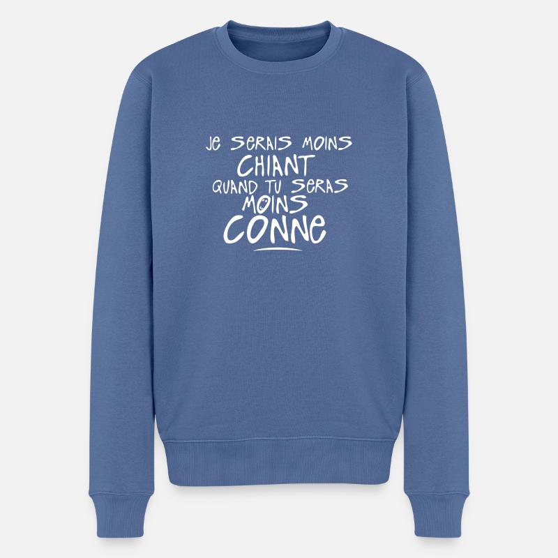 moins chiant seras conne citation - Pull Premium bio Homme - bleu pigeon