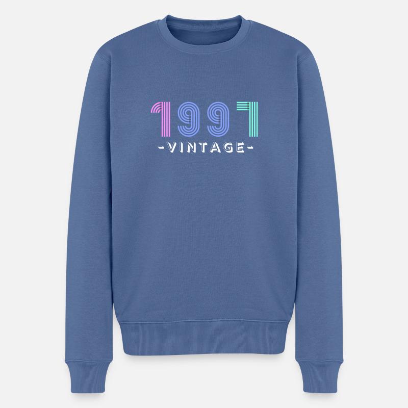 Vintage Eleganz '97: Zeitlose Erinnerungen - Männer Premium Bio Pullover - Taubenblau