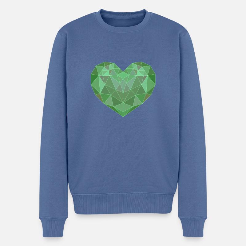 Geometrisches Herz Green - Männer Premium Bio Pullover - Taubenblau
