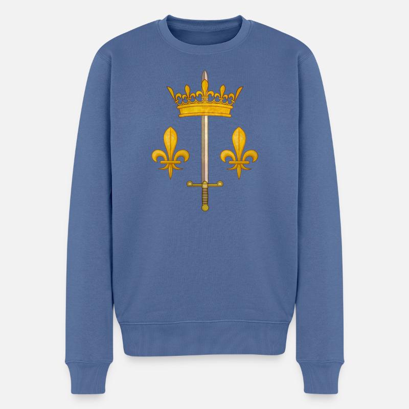 Jeanne d'Arc Wappen - Männer Premium Bio Pullover - Taubenblau