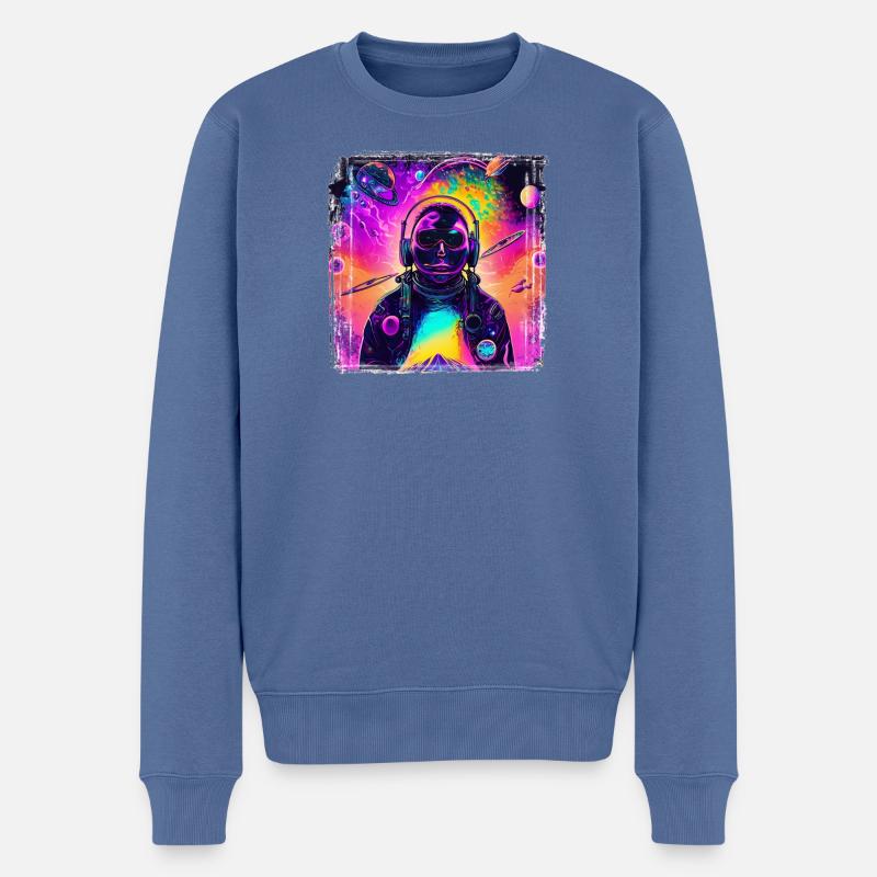 Neon Astronaut im Cosmic Psychedelic - Männer Premium Bio Pullover - Taubenblau