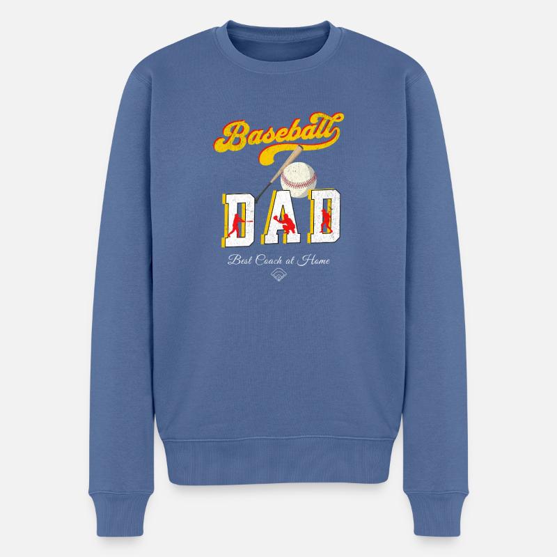 Baseball Dad Bester Papa Vatertag Coach - Männer Premium Bio Pullover - Taubenblau