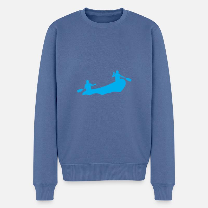 Rafting Silhouette Wildwasser Schlauchboot Fluss - Männer Premium Bio Pullover - Taubenblau