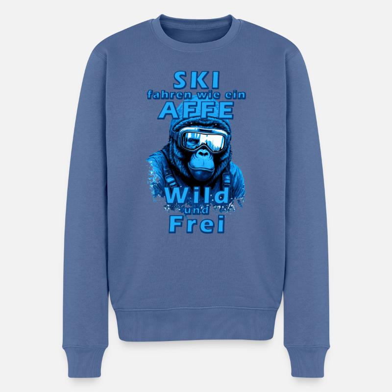 Gorilla Ski fahren wie ein Affe- witziger Spruch - Männer Premium Bio Pullover - Taubenblau