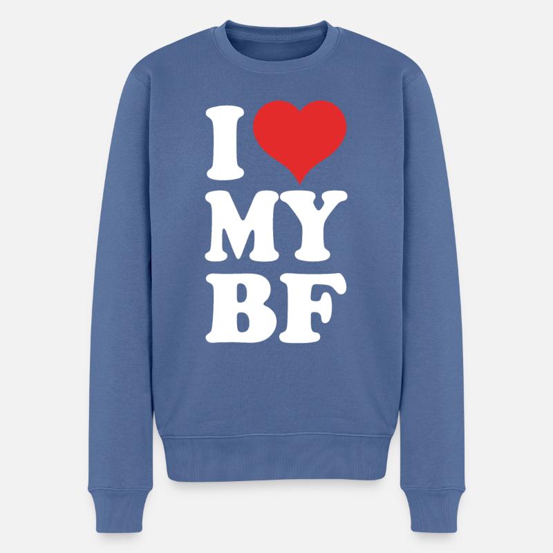 J’aime mon petit ami - Pull Premium bio Homme - bleu pigeon
