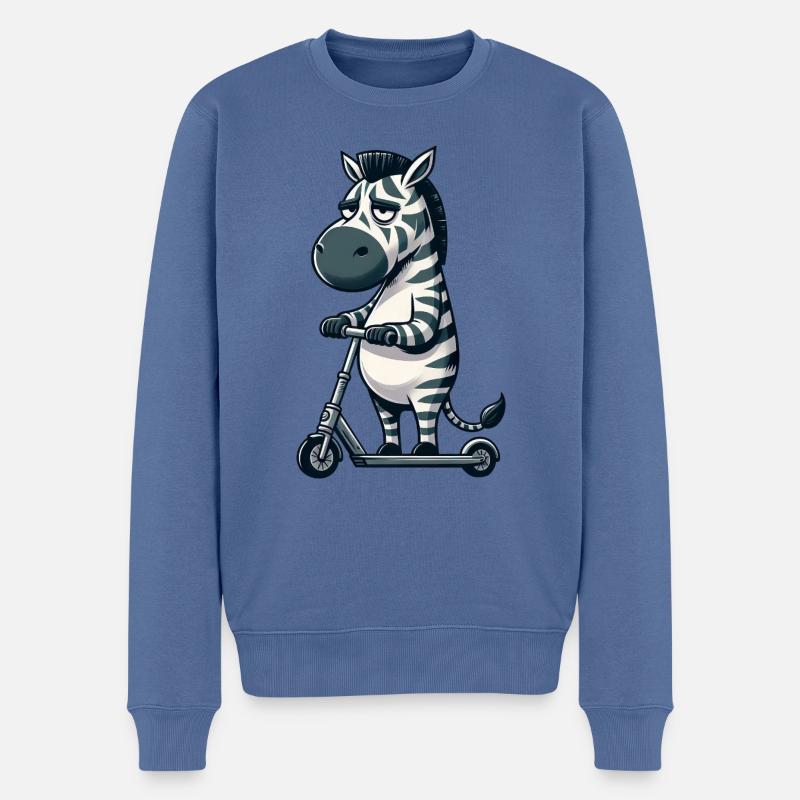 Mürrisches Zebra Roller Comic Rollerspaß - Männer Premium Bio Pullover - Taubenblau